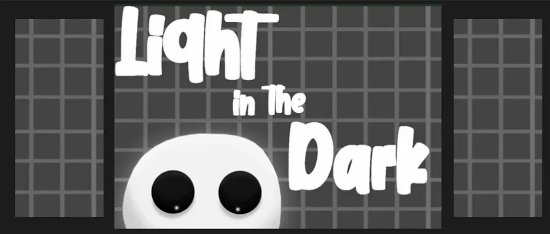 Light in the Dark title artwork with its grayscale character and environment.