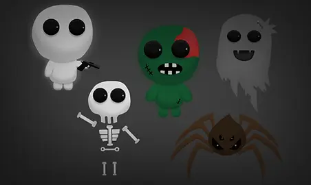 Zombie, skeleton, ghost, and spider enemies from Light in the Dark.