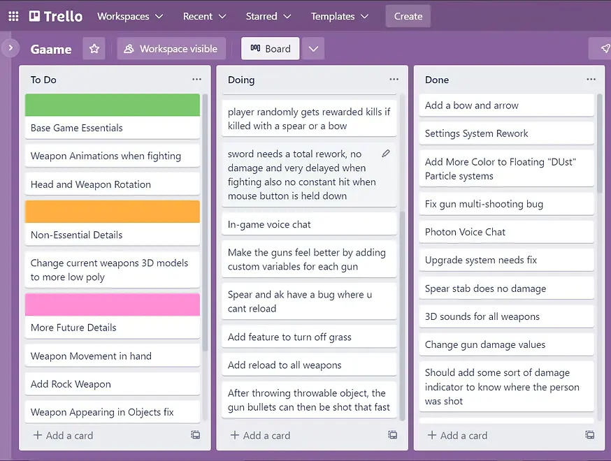 Trello board used to organize Upturn development tasks into To Do, Doing, and Done columns.