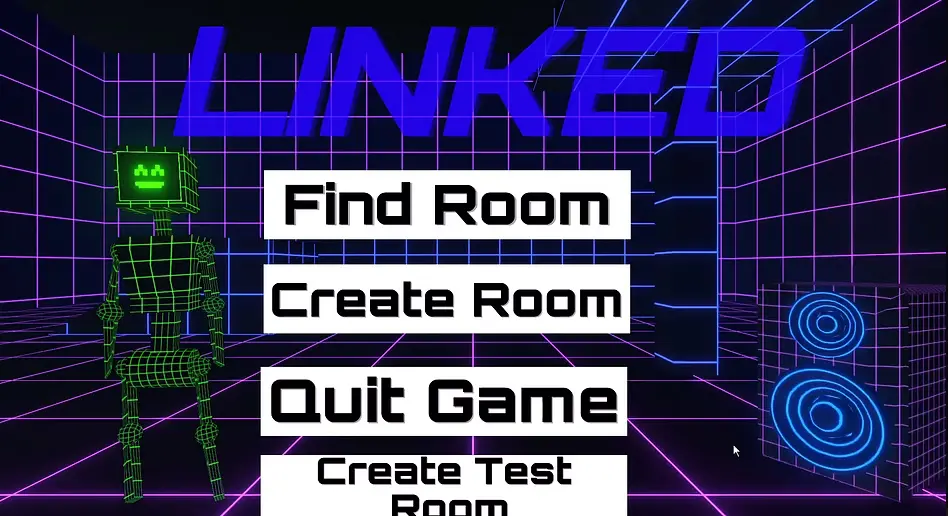 The neon menu from the early networking prototype, originally titled Linked.